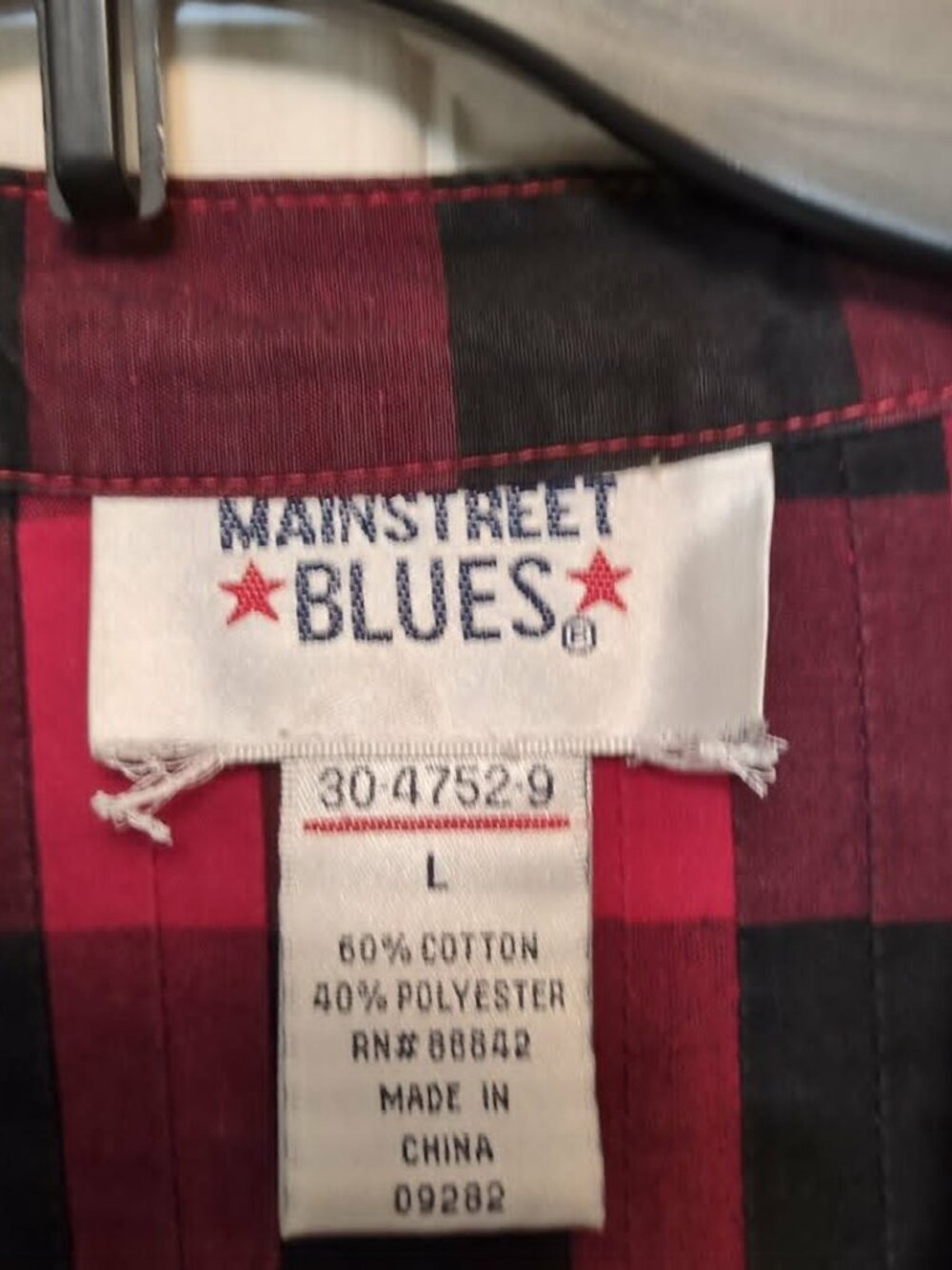Mainstreet Blues Sz L Buffalo Check Button Down Blouse Oversized Pleated Farmcor - Picture 2 of 5